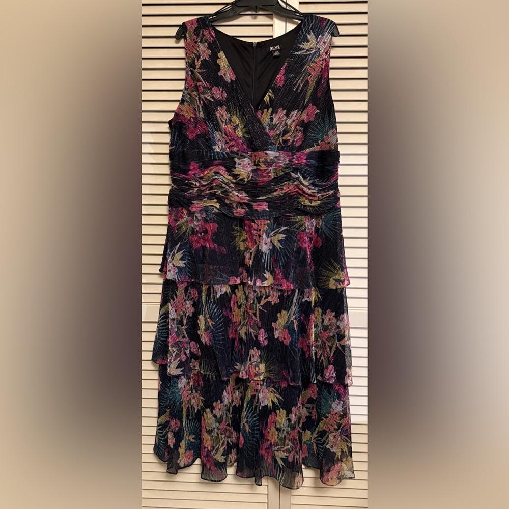 SLNY Multicolor Floral Layered Midi Dress size 18w plus
